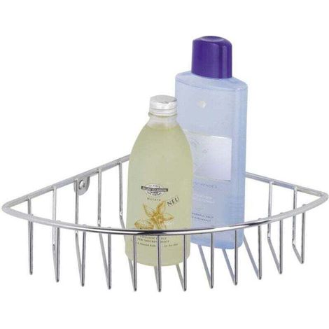 Etagère d'angle douche, étagère angle salle de bain, Genola, Acier, 26x5,5x20 cm, brillant