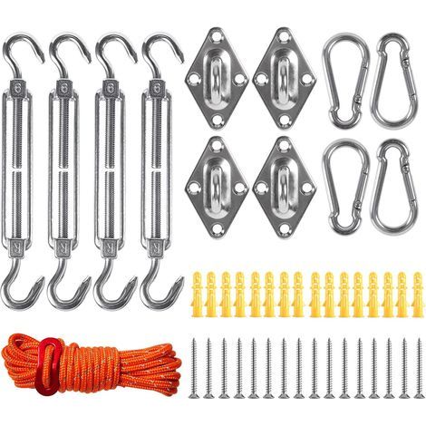 Kit de matériel de voile d'ombrage de qualité supérieure pour l'installation de voiles d'ombrage triangulaires et rectangulaires (1/5)