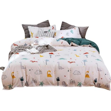Bettwäsche Set Dinosaurier Kinder 220x240 cm Mikrofaser mit 2 Kissenbezügen