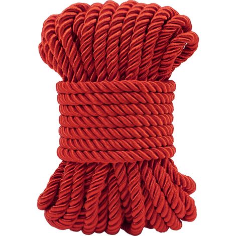 Corde torsadée rouge de 7 mm x 10 m, corde en polyester à 3 fils pour travaux manuels, corde satinée pour décoration, corde torsadée pour macramé pour travaux manuels, cordon de rideau (1/5)