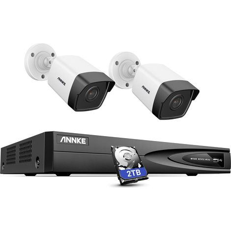 ANNKE 4CH PoE NVR 5MP Super HD IP Security Camera System  H.265+ Audio Record Night Vision IP67 Weatherproof 2Camera CCTV Kit - 2TB HDD (1/5)