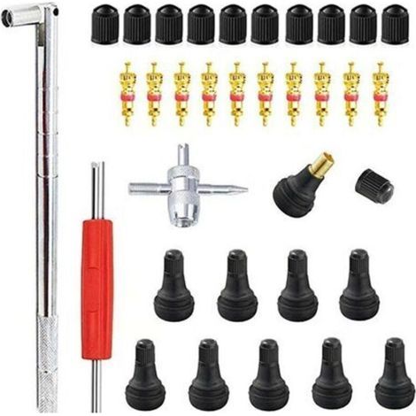 23Pcs Demonte Valve Pneu Outil Remover pour Voiture Remplacement, Valve Core 10pcs, 4-1 Outil de Réparation - Tire Repair Kit (1/4)