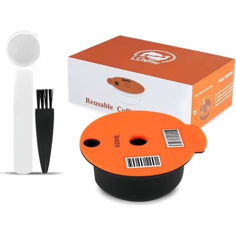 Capsules de café réutilisables pour Tassimo, dosettes filtrantes rechargeables de 60 ml pour machine Bosch, avec couvercle en silicone, filtre à café, 1 cuillère et 1 pinceau (1/5)