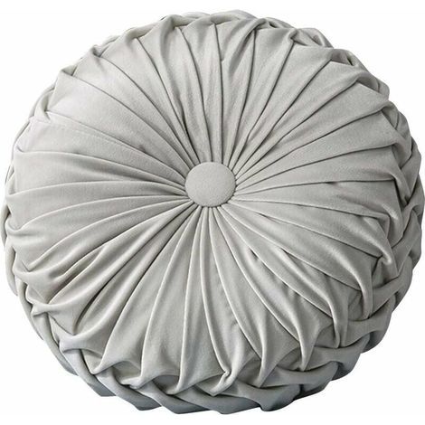 Oreiller de coussin de sol rond, coussin de méditation en velours oreiller de méditation à plis de citrouille, adapté pour canapé-lit, décoration de voiture, 14 pouces (type E), p Coussin et housse de (1/2)