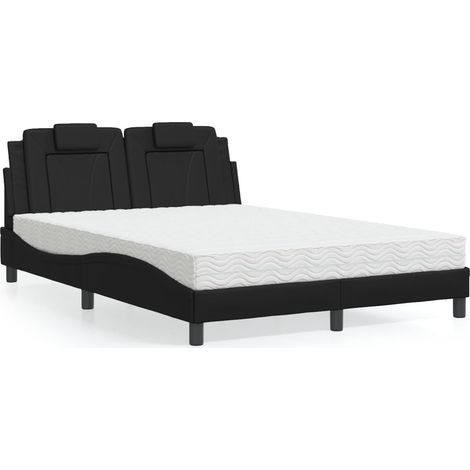 Bett "Viana" mit Matratze Schwarz 140x200 cm Kunstleder (1/5)