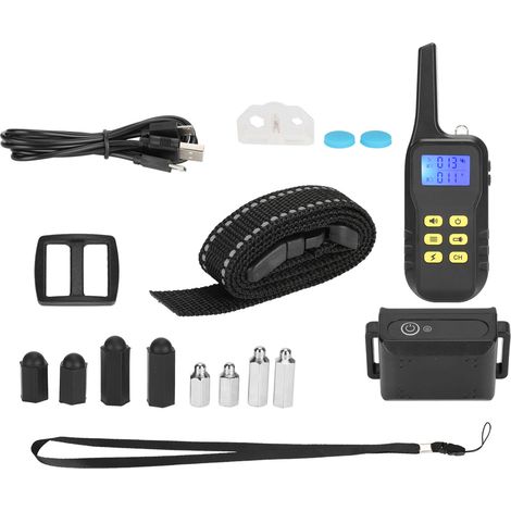 Collier de dressage électrique pour animaux de compagnie avec télécommande, rechargeable, anti-aboiements pour chiens, portée de 1000 m (1/5)