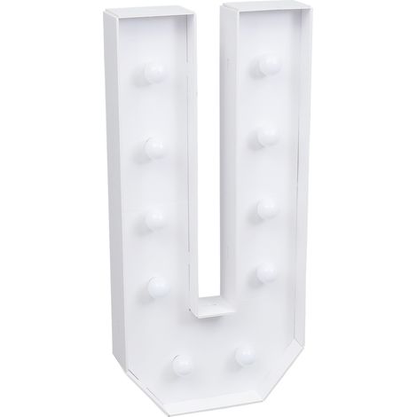 Lettre lumineuse décorative U en blanc, lettre LED à piles avec lumière chaude, 91,5 cm, enseigne lumineuse pour anniversaire, mariage, fête et événement
(1/5)