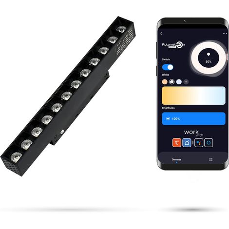 2,4 GHz LED-Linearstrahler mit Gitter, 12 W, für Magnetschienen SMART TRACK, 48 V DC, 3000–5000 K, dimmbar