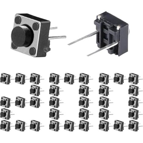 200 boutons-poussoirs tactiles momentanés SPST 2 broches, 6 x 6 x 5 mm, pour circuit imprimé (1/5)