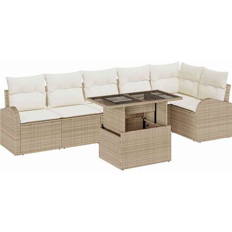 Garden Sofa Set 7 pcs 6-Seater Beige Poly rattan vidaXL (1/5)