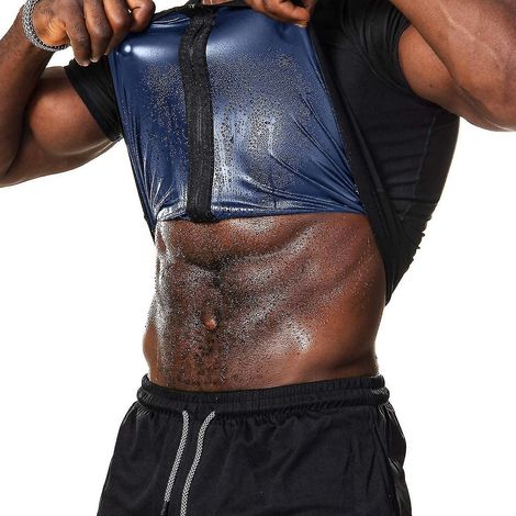 Gilet de sudation homme avec fermeture éclair, corset gainant, gaine amincissante, tenue de sport L-XL (1/4)