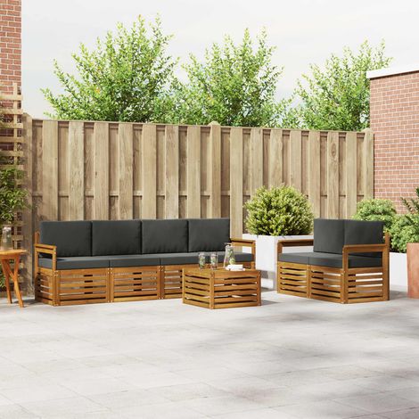 vidaXL Outdoor-Sofagarnitur mit Kissen 7 pcs Natur und Anthrazit (1/5)