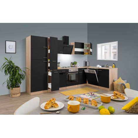 Cuisine Kitchenette d'angle Chêne Noir Merle 310x172 cm Respekta