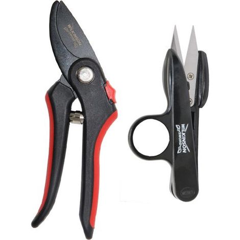 Wilkinson Sword Bypass Pruner Secateurs & Deadhead Snips Set Garden Tool
