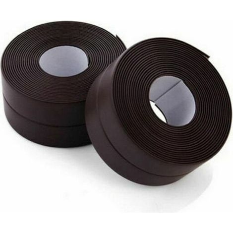 Rouleau d'étanchéité,2 Rouleaux Bande Etancheite Autocollante Imperméable, PVC Ruban Adhesif de Scellage Mural,Douche,Toilette,Cuisine,Salle de Bains (Marron) (1/5)