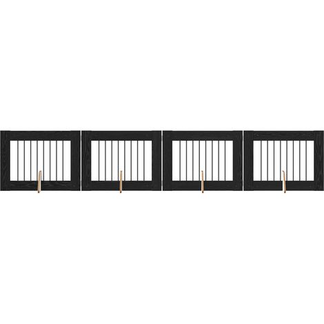 vidaXL Cancello per cani con supporti 4 pcs Rovere Nero 80 x 60