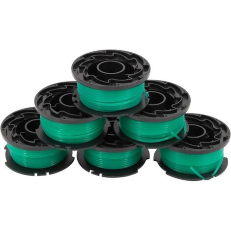 Lot 6 Bobines de Fil Nylon pour Coupe-Bordure Black & Decker GL7033 GL8033 GL9035 Longueur 6m en Diamètre 2mm A6482 Vert - (1/5)