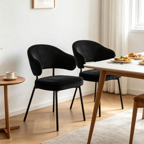 Fauteuil design, sièges de cuisine ergonomiques, chaises de chambre cosy, fauteuils de repos, assises de salon élégantes, chaises de cabine, sièges de bureau provisoires (lot de 2 chaises de salle à m (1/5)