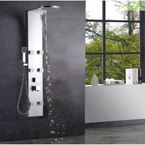 Colonne de douche hydromassante THALIA en ABS chromé 134x20x7 cm (1/5)