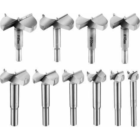 10 Pcs Meche Bois 15-60mm Fraise Bois Carbure Foret Bois Meche a Faconner Meche a Fraiser Bois Fraise Perceuse Bois 15mm 20mm 25mm 30mm 35mm 40mm 45mm 50mm 55mm 60mm (1/5)