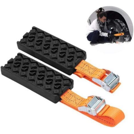 Lot de 2 chaînes à neige – Tapis de traction tout-terrain – Design antidérapant – Matériaux résistants à l'usure – Pour tous types de pneus