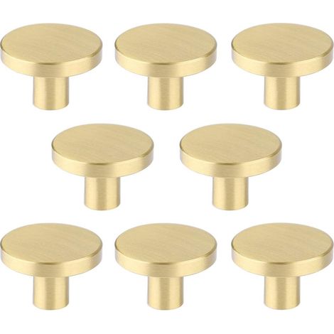 Lot de 8 poignées rondes pour armoire,Poignées de meuble en laiton,Avec vis,Diamètre 25 mm,Couleur dorée (1/5)