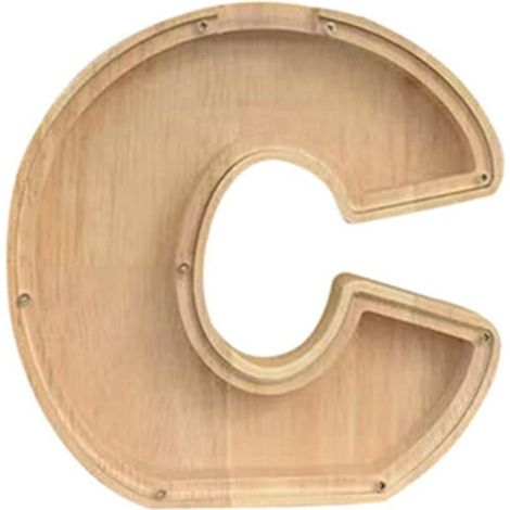Tirelire en bois en forme de lettre, coffre à monnaie transparent pour économiser, décoration originale pour la chambre (1/4)