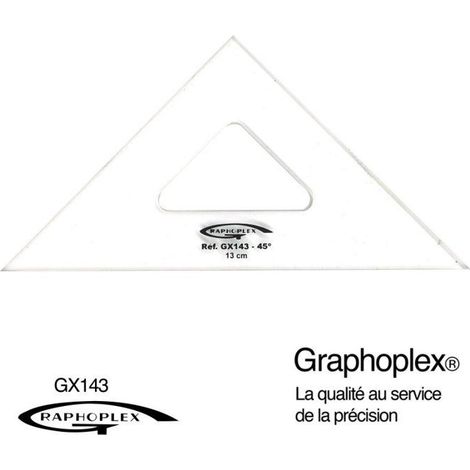 Graphoplex - Equerre 45° 3 bords droits 13 cm