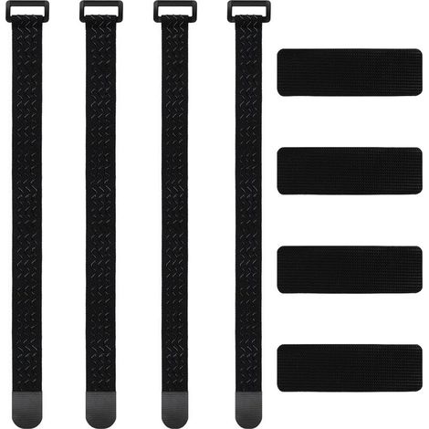 Sangles Élastiques, Lot de 4 Sangles de Vélo Elastiques avec Fermtures Crochet et Boucle, Sangle Élastique avec Boucle Anti-Glisse pour Organisation de Câbles et Tubes de Vélos, 2 Tailles (1/5)