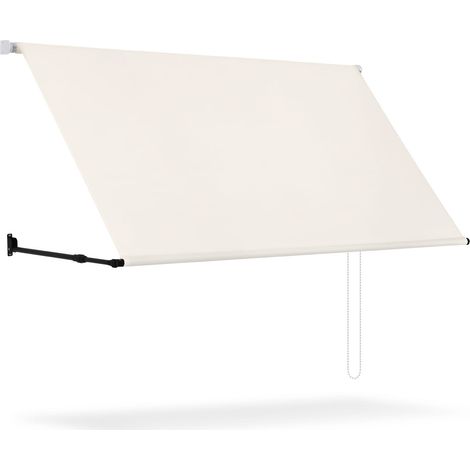 Wolketon Tenda da sole manuale con inclinazione regolabile in acciaio e alluminio 2 x 1,50 m in poliestere impermeabile e anti-UV Tenda da balcone beige