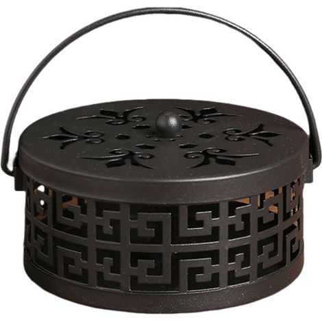 Lntyq Support de Bobine de Moustique Classique, Porte-encens Portable en métal, Support de Bobine Anti-Moustique avec poignée et Couvercle, Encens Spirale Anti Moustique, Mosquito Coil Holder