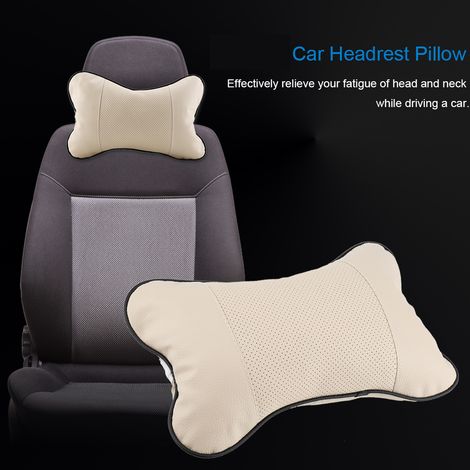 1-teiliges weiches Auto-Kopfstützenkissen, ergonomische Nackenstütze, atmungsaktive Halswirbelstütze für Autositze, komfortables Kissen (Beige) (1/5)