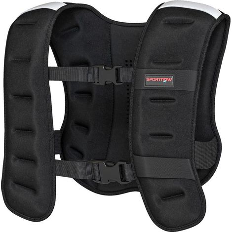 Gilet lesté 5 kg veste lestée respirant avec sangles réglables et bandes réfléchissantes en sable de fer 43 x 33 cm noir (1/5)