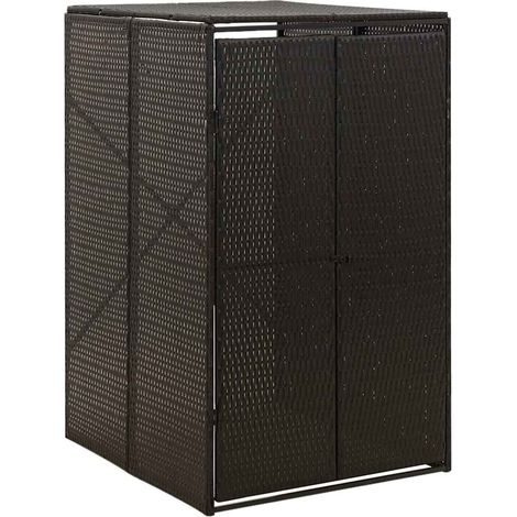 Mülltonnenbox für 1 Tonne Schwarz 70x80x117 cm Poly Rattan