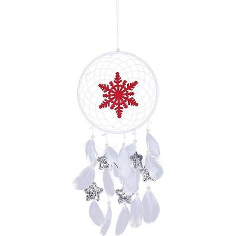 Attrape-rêves de Noël avec flocons de neige, décoration murale à suspendre faite main, idéale pour Noël, les mariages et les cadeaux artisanaux. (1/2)
