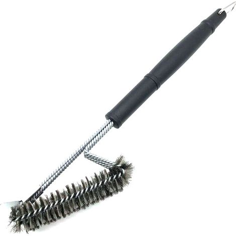 Brosse de nettoyage de gril 1pc Silver, brosse de nettoyage 3 en 1 pour barbecue ou grilles de cheminée, 45cm (1/4)