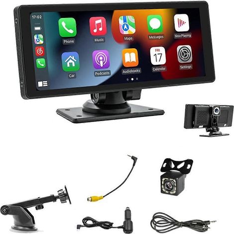 Autoradio portatile wireless con Carplay e dash cam - Schermo IPS HD da 10,26 pollici, Android Auto, telecamera posteriore 1080P, Bluetooth (1/5)