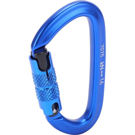 Selbstsichernder Aluminium-Kletterkarabiner mit Drehverschlusshaken zum Wandern (Blauer selbstsichernder Karabiner Nr. 9) (1/5)