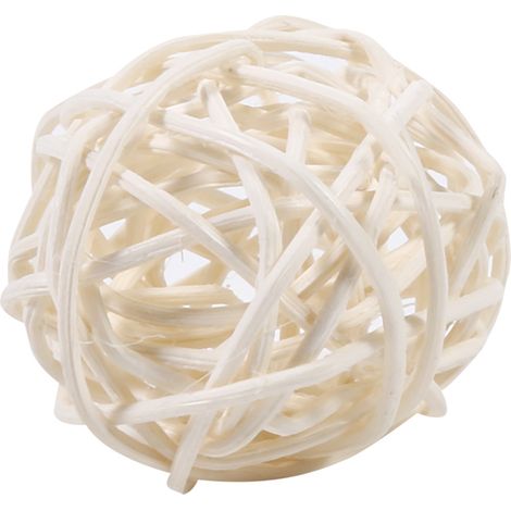 20 pcs boules en rotin décoratives artisanat mariage Noël anniversaire déco (blanc)