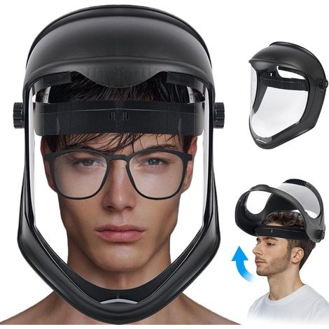 Winddichte, beschlagfreie Gesichtsmaske für Kettensägenhelme – Vollständiger Gesichtsschutz – Verstellbar, atmungsaktiv, faltbar, stoß- und temperaturbeständiges Polycarbonat (1/5)