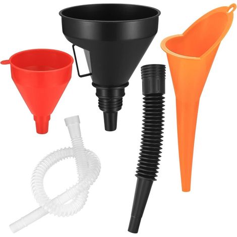 3er Set Einfülltrichter, flexibel, rechtwinklig, mit Filter & langem Auslauf (1/5)