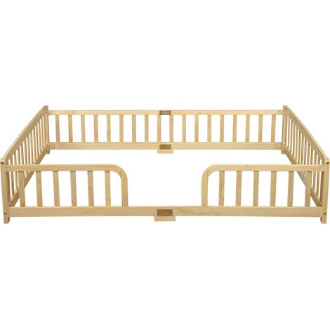 Letto a terra 140 x 200 cm con sponde di sicurezza, pino naturale, HOMVRA (1/5)