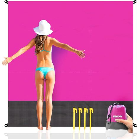 Couverture de plage imperméable et résistante au sable - 200 cm x 140 cm, extra large et durable, pour 1 à 4 adultes, avec sac de rangement pour les aventures en plein air
