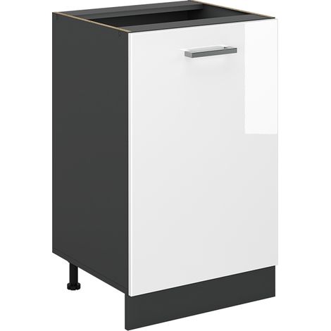 Mueble bajo de cocina R-Line, Blanco alto brillo/Antracita, 50 cm sin encimera, Vicco (1/5)