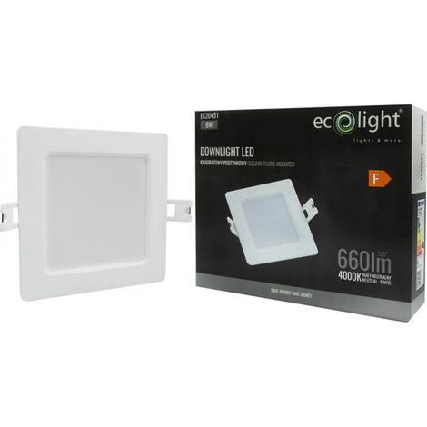 Quadratische weiße 12 cm LED-Einbauleuchte 6W Ecolight EC20451 (1/4)