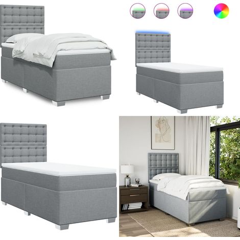 Boxspringbett mit Matratze Hellgrau 100x200 cm Stoff - Boxspringbett - Doppelbett - Bettenrahmen - Lattenrost - Matratze - Home & Living (1/5)