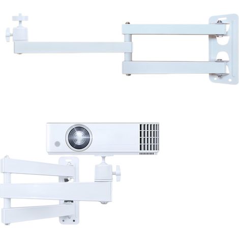 Support Mural pour Projecteur, Support Projecteur Pliable Pivotant à 360°, Métallique avec Interface Filetée 1/4 Pouce, Plafond Vidéoprojecteur Cinéma Maison, Salle De Jeux, Bureau, Blanc (1/5)