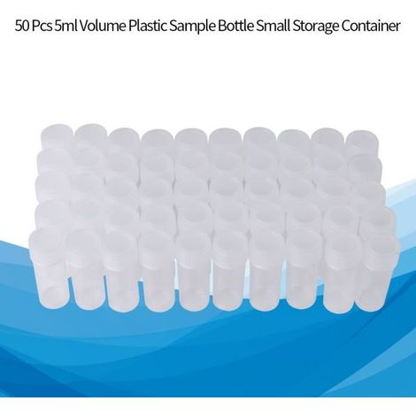 Bouteille d\'échantillon vide plastique 50 pièces, petit flacon de stockage + couvercle de 5ML -TUN (1/4)
