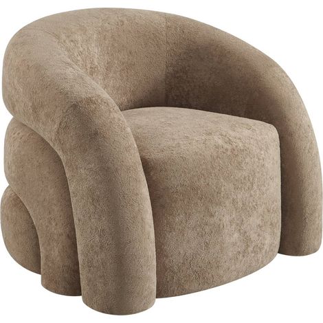 sweeek - Organischer Sessel mit Stoffbezug , Stoff, Taupe (1/5)