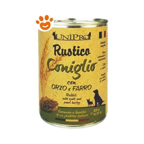 Unipro Dog Rustico Coniglio Orzo e Farro - Lattina 400 Gr -